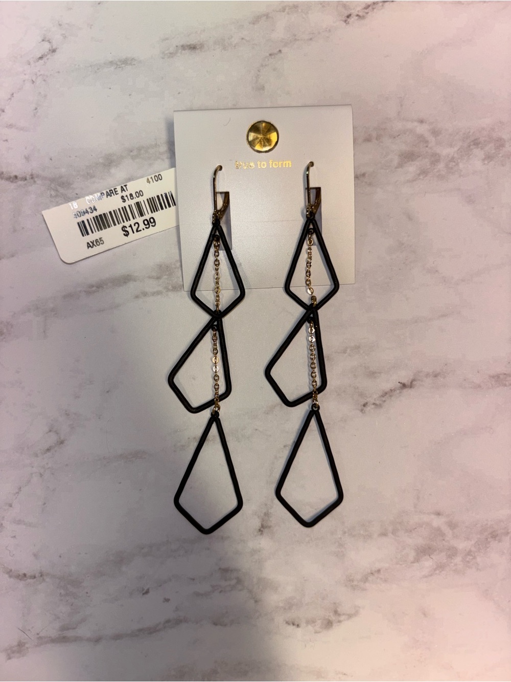 Chic Geometric Drop Earrings - Black and Gold